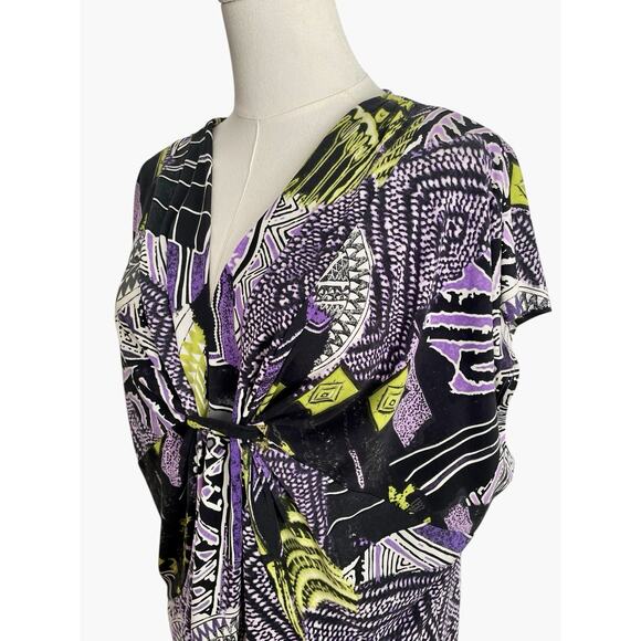 Southern Lady Y2K Top Womens 1X Artsy Boho Retro Butterfly Sleeve Blouse Tunic - Picture 2 of 10